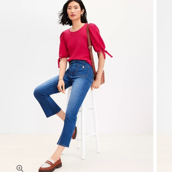 LOFT Patch Pocket High Rise Kick Crop Jeans, Dark Wash, Sz 4/27, NWT - Picture 11 of 12